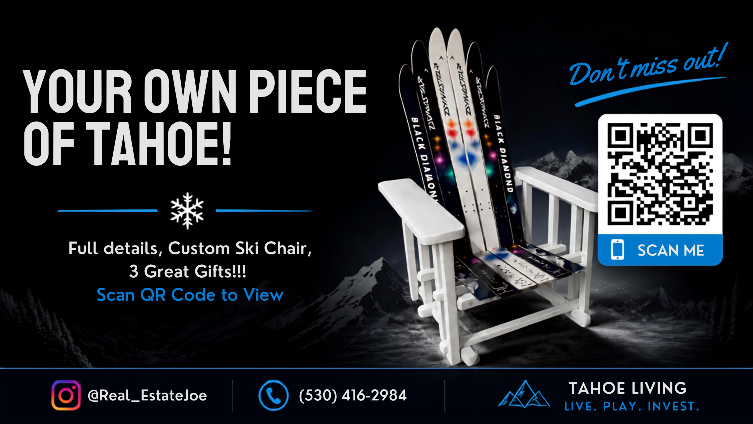 Your Own Piece of Tahoe! Custom Adirondack ski chair built from Dynastar Black Diamond skis, one of three gifts in the Client Appreciation Program.